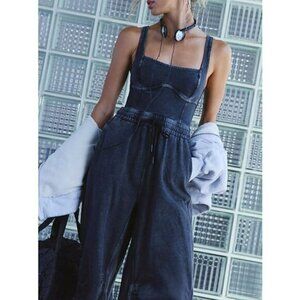 Free People Women's Black Inbound Romper Overall Size M
